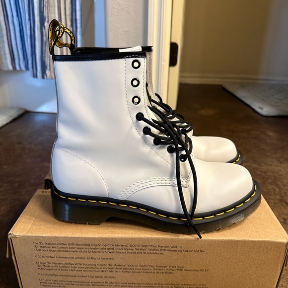 Dr. Martens White Boots with Black Laces - Picture 2 of 5